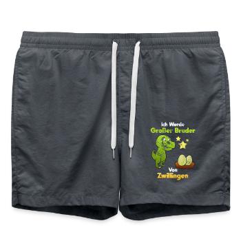 Großer Bruder Zwillinge Dinosaurier Nachwuchs - Badeshorts - Anthrazit - Vorne - AI Model Male 185 light (185cm)