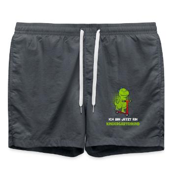 Kindergarten Dinosaurier 1 Kindergartentag Dino - Badeshorts - Anthrazit - Vorne - AI Model Male 185 light (185cm)