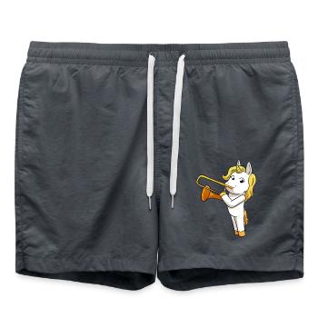 Einhorn Posaune - Badeshorts - Anthrazit - Vorne - AI Model Male 185 light (185cm)