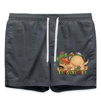TacoSaurus Dinosaurier als Taco mit Hut und Bart - Badeshorts - Anthrazit - Vorne - AI Model Male 185 light (185cm)