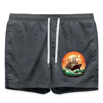 Kreuzfahrtschiff Retro Vintage Farbe 2 - Badeshorts - Anthrazit - Vorne - AI Model Male 185 light (185cm)