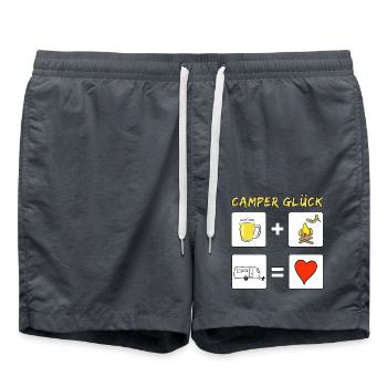 camper glück wohnwagen - Badeshorts - Anthrazit - Vorne - AI Model Male 185 light (185cm)
