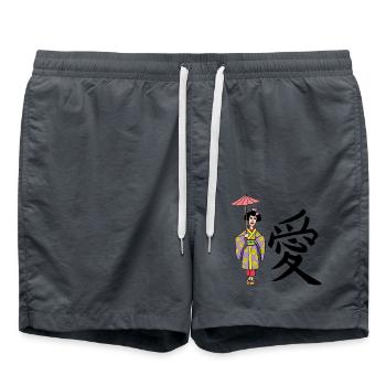 Vintage-japanische Frau - Badeshorts - Anthrazit - Vorne - AI Model Male 185 light (185cm)