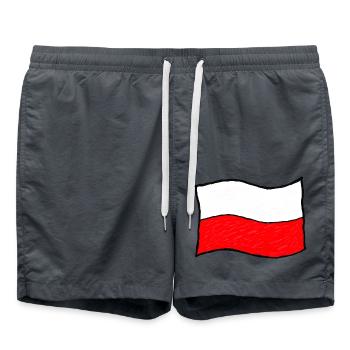 Handgezeichnete polnische Flagge - Badeshorts - Anthrazit - Vorne - AI Model Male 185 light (185cm)