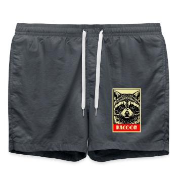 Waschbär Retro Illustration Vintage Raccoon - Badeshorts - Anthrazit - Vorne - AI Model Male 185 light (185cm)