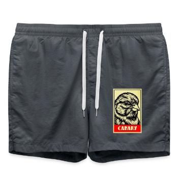 Kanarienvogel Canary Vintage Vogel Poster - Badeshorts - Anthrazit - Vorne - AI Model Male 185 light (185cm)