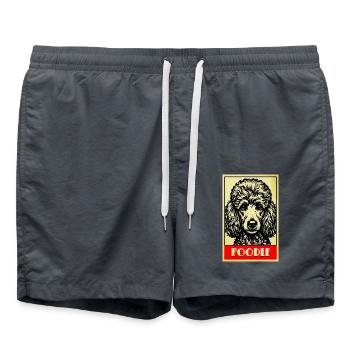 Pudel Hund Retro Vintage Hunde Portrait - Badeshorts - Anthrazit - Vorne - AI Model Male 185 light (185cm)
