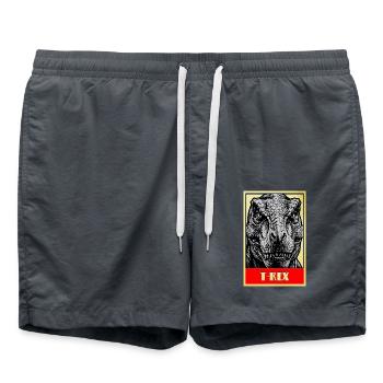 T-Rex Dinosaurier Retro Tyrannosaurus Rex - Badeshorts - Anthrazit - Vorne - AI Model Male 185 light (185cm)