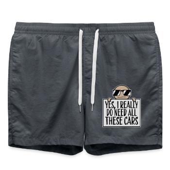 Yes I Really Do Need All These Cars Frecher Spruch - Badeshorts - Anthrazit - Vorne - AI Model Male 185 light (185cm)