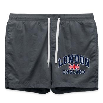 London - England - Union Jack - Vintage - Badeshorts - Anthrazit - Vorne - AI Model Male 185 light (185cm)