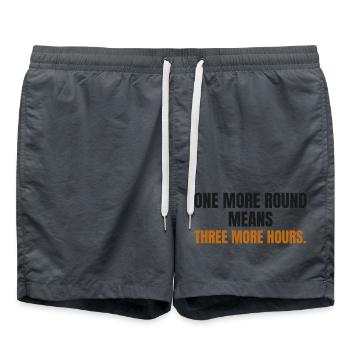 Eine Runde mehr bedeutet drei weitere Stunden - Badeshorts - Anthrazit - Vorne - AI Model Male 185 light (185cm)