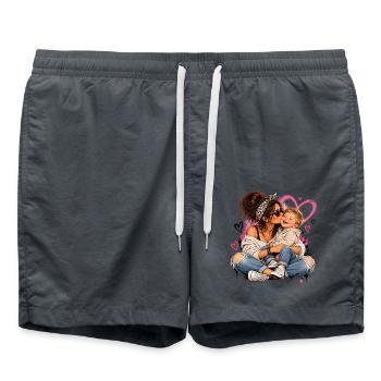 Kuscheltier Liebe: Mutter & Kind - Badeshorts - Anthrazit - Vorne - AI Model Male 185 light (185cm)