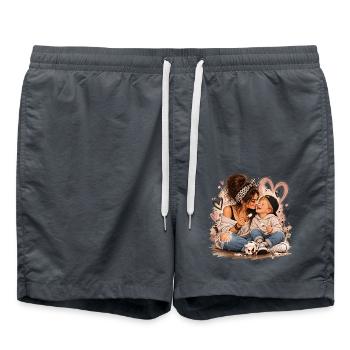 Herzliche Mutter Kind Bonding Illustration - Badeshorts - Anthrazit - Vorne - AI Model Male 185 light (185cm)