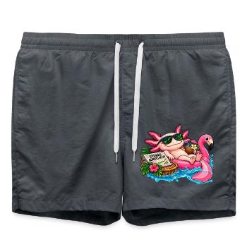 Axolotl im Pool – Stonks Börsen Humor - Badeshorts - Anthrazit - Vorne - AI Model Male 185 light (185cm)