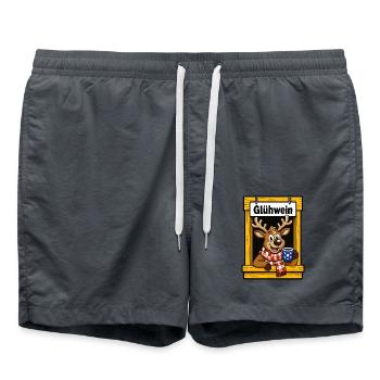 EG Glühwein Elch Rentier Weihnachten Tier  - Badeshorts - Anthrazit - Vorne - AI Model Male 185 light (185cm)