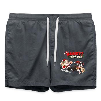 Frech? Wer, ich? Boston Terrier Weihnachten - Badeshorts - Anthrazit - Vorne - AI Model Male 185 light (185cm)