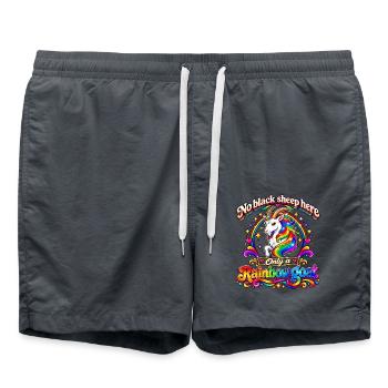 Hier gibt es kein schwarzes Schaf, sondern eine Regenbogenziege - Badeshorts - Anthrazit - Vorne - AI Model Male 185 light (185cm)