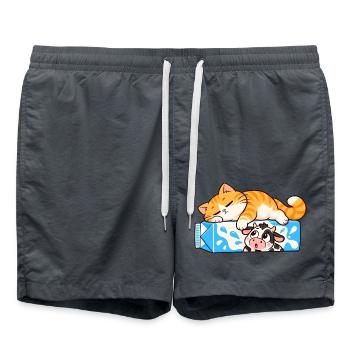 Katze und Kuh - Badeshorts - Anthrazit - Vorne - AI Model Male 185 light (185cm)