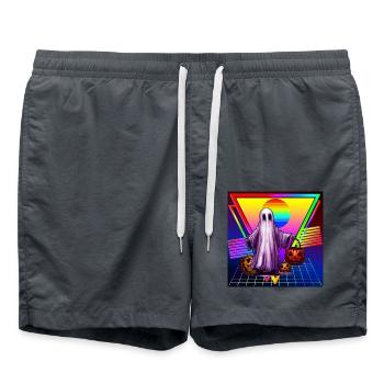 RETRO LUSTIGER GEISTKÜRBIS - Badeshorts - Anthrazit - Vorne - AI Model Male 185 light (185cm)