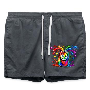 Regenbogen Dose Spaß - Badeshorts - Anthrazit - Vorne - AI Model Male 185 light (185cm)