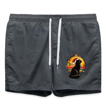 Schwarzer Kater im Weihnachtszauber - Badeshorts - Anthrazit - Vorne - AI Model Male 185 light (185cm)