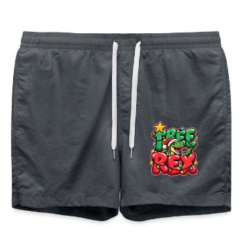Dino Weihnachtsdino mit Lichterkette - Badeshorts - Anthrazit - Vorne - AI Model Male 185 light (185cm)