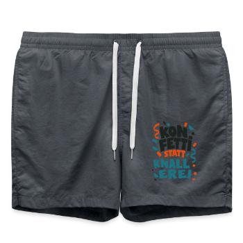 Konfetti statt Knallerei Silvester ohne Böller - Badeshorts - Anthrazit - Vorne - AI Model Male 185 light (185cm)