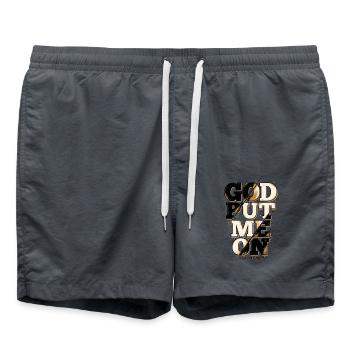God Put Me On – Christliches Faith Statement - Badeshorts - Anthrazit - Vorne - AI Model Male 185 light (185cm)