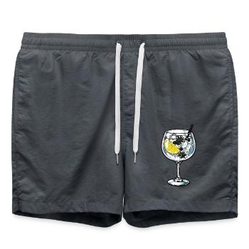 Gin Glas mit Zitrone und Eis - Badeshorts - Anthrazit - Vorne - AI Model Male 185 light (185cm)