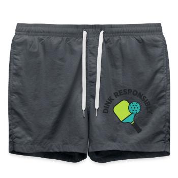 Dink Responsible – Pickleball-Humor - Badeshorts - Anthrazit - Vorne - AI Model Male 185 light (185cm)