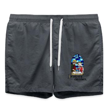 Denn uns ist ein Kind geboren - Badeshorts - Anthrazit - Vorne - AI Model Male 185 light (185cm)