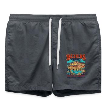 View City Béziers France Pont Vieux Cathédrale Oct - Badeshorts - Anthrazit - Vorne - AI Model Male 185 light (185cm)
