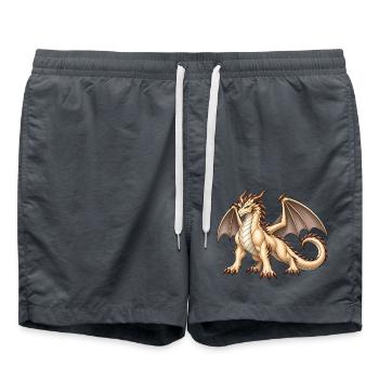 Majestätischer Champignondrache – Fantasy Drache - Badeshorts - Anthrazit - Vorne - AI Model Male 185 light (185cm)