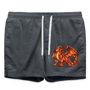 Majestätischer Herbstlaubdrache – Fantasy Drache - Badeshorts - Anthrazit - Vorne - AI Model Male 185 light (185cm)