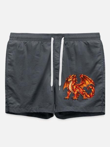 Majestätischer Herbstlaubdrache – Fantasy Drache - Badeshorts - Anthrazit