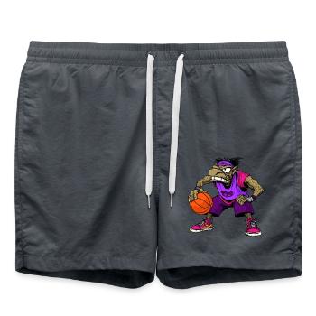 B-Ball Hip-Hop Rap - Badeshorts - Anthrazit - Vorne - AI Model Male 185 light (185cm)