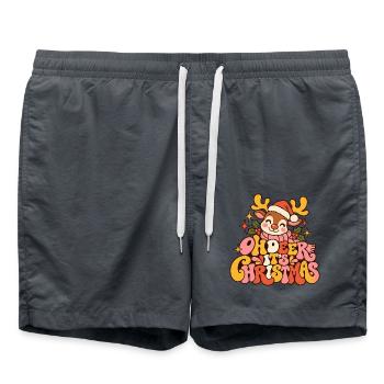 Oh Deer It's Christmas Rentier Retro Weihnachten - Badeshorts - Anthrazit - Vorne - AI Model Male 185 light (185cm)