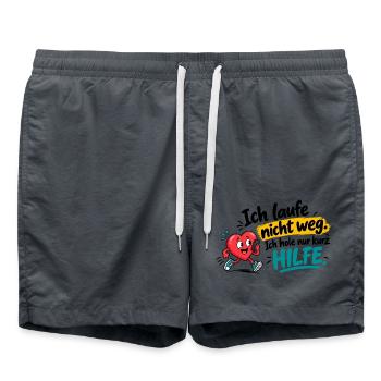 Herz in Not – Hilfe App Motiv - Badeshorts - Anthrazit - Vorne - AI Model Male 185 light (185cm)