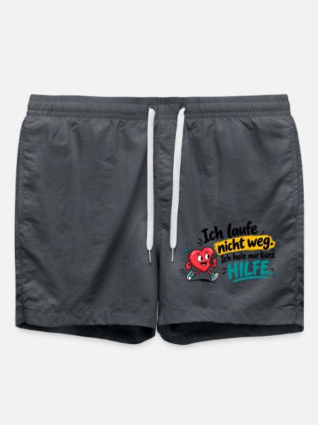 Herz in Not – Hilfe App Motiv - Badeshorts - Anthrazit