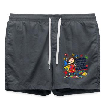 Kunterbunter Malheld – Kindermotiv - Badeshorts - Anthrazit - Vorne - AI Model Male 185 light (185cm)