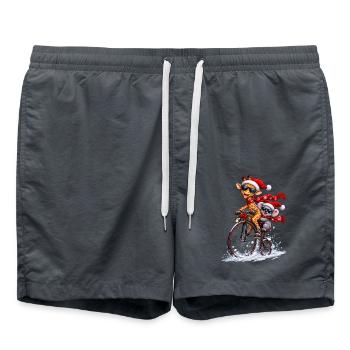 Festliche Penny Farthing Schneefahrt - Badeshorts - Anthrazit - Vorne - AI Model Male 185 light (185cm)