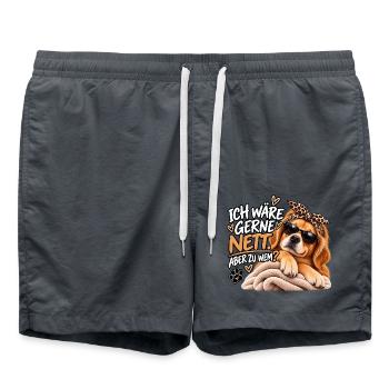 Ich wär gern nett – Hund mit Stil - Badeshorts - Anthrazit - Vorne - AI Model Male 185 light (185cm)