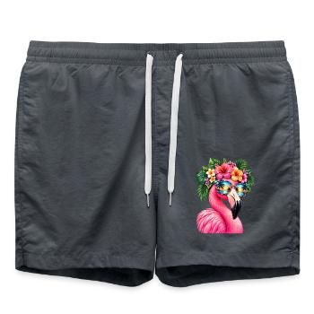 Niedlicher Flamingo Süße Flamingos - Badeshorts - Anthrazit - Vorne - AI Model Male 185 light (185cm)