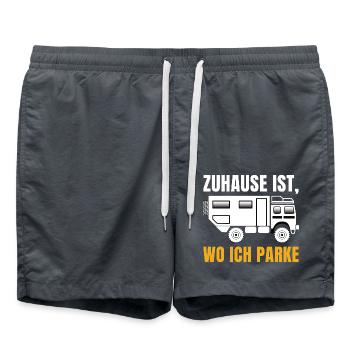 Zuhause ist, wo ich parke – Offroad Spruch - Badeshorts - Anthrazit - Vorne - AI Model Male 185 light (185cm)