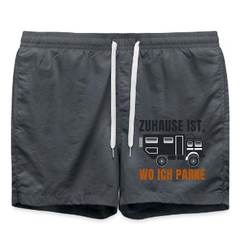 Zuhause ist, wo ich parke – Offroad Spruch - Badeshorts - Anthrazit - Vorne - AI Model Male 185 light (185cm)