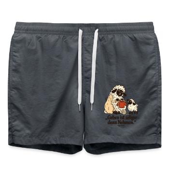 Strickerin Schaf Geben ist seliger denn Nehmen - Badeshorts - Anthrazit - Vorne - AI Model Male 185 light (185cm)