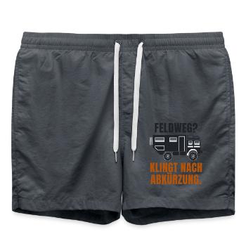Forstweg? Klingt nach Abkürzung. – Offroad Spruch - Badeshorts - Anthrazit - Vorne - AI Model Male 185 light (185cm)