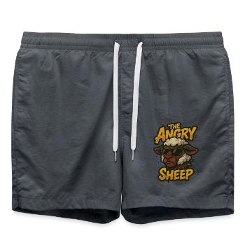Mürrisches Schaf mit Sonnenbrille im Retrolook - Badeshorts - Anthrazit - Vorne - AI Model Male 185 light (185cm)