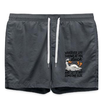 Sonnenbrillen-Enten-Zeichentrick Lustiges Meme - Badeshorts - Anthrazit - Vorne - AI Model Male 185 light (185cm)