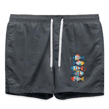 Geometrischer Regenbogenfisch - Badeshorts - Anthrazit - Vorne - AI Model Male 185 light (185cm)